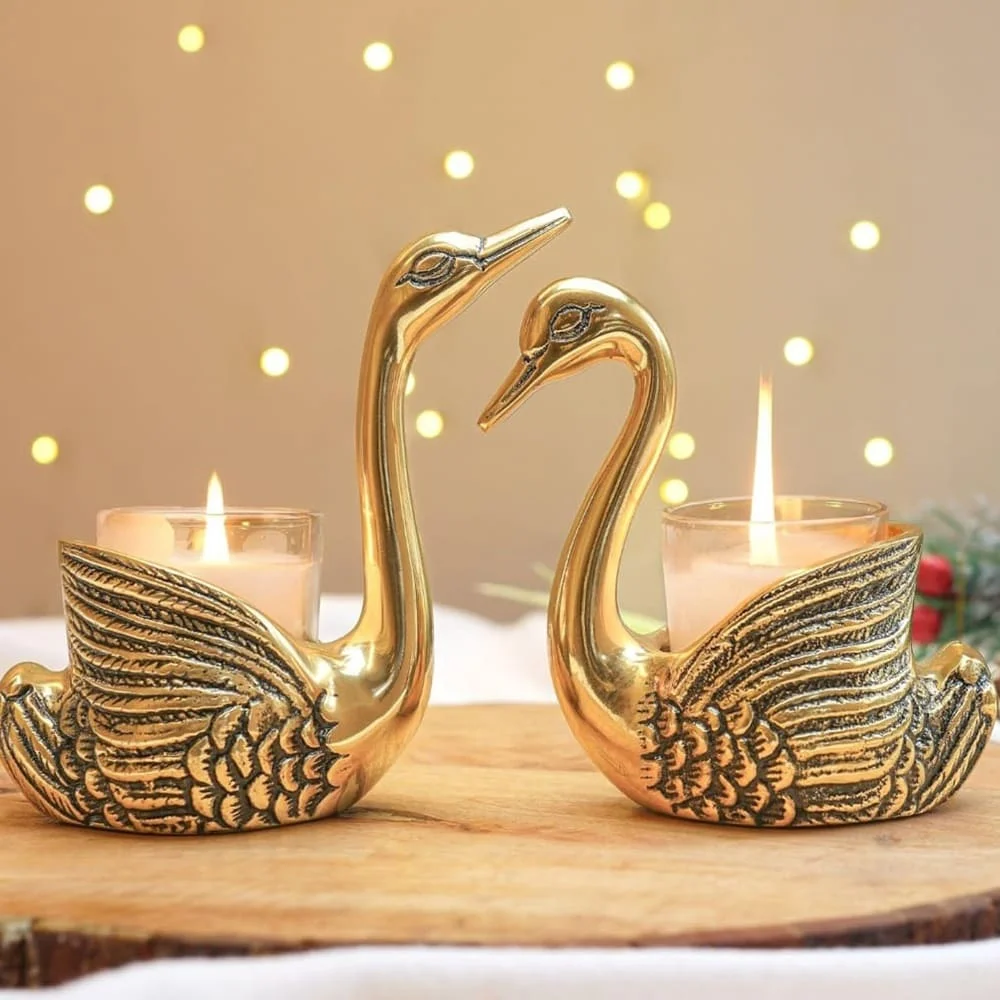 Golden Duck Candle Holder