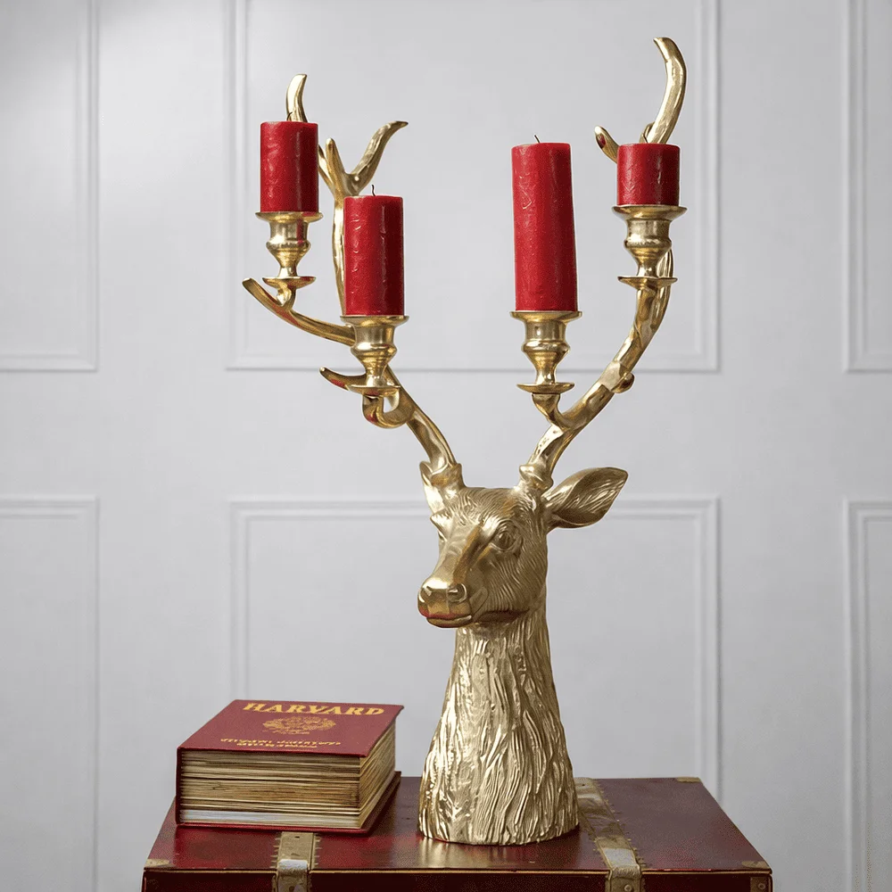 hazel gold stag candle holder 1