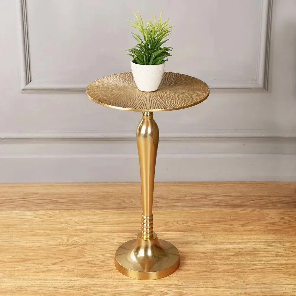 the carla side table in gold finish