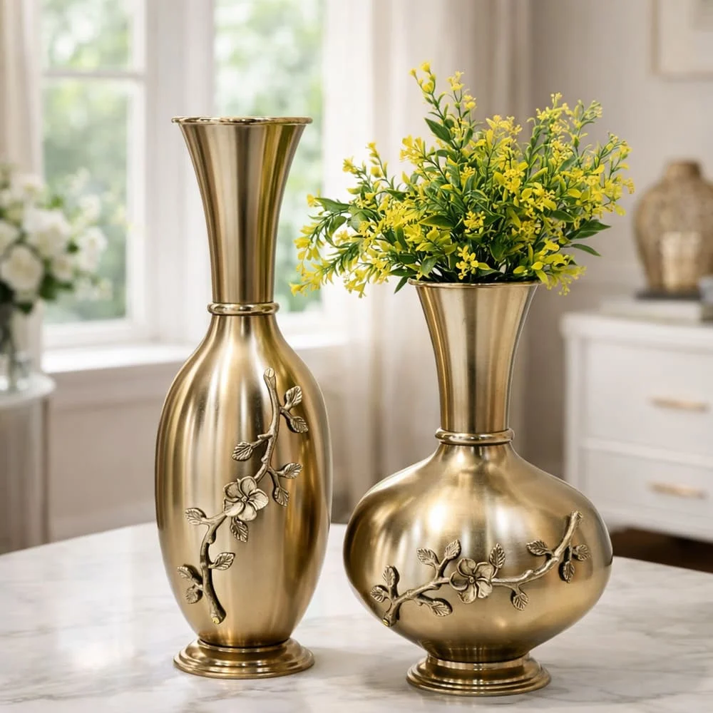 Antique Golden Metal Vases 1