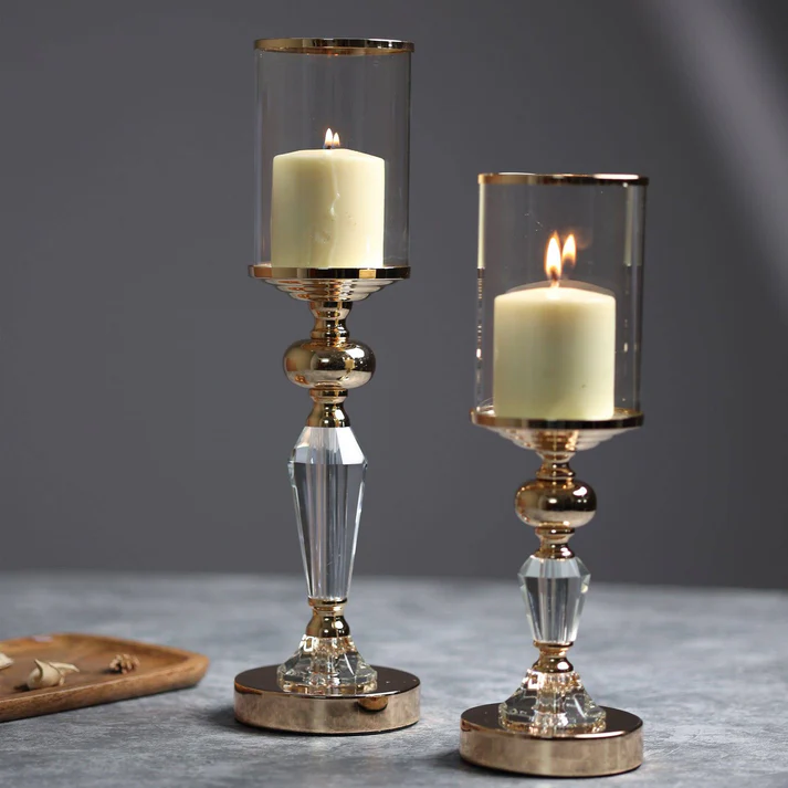 Fulgor Gold Crystal Candle Holder