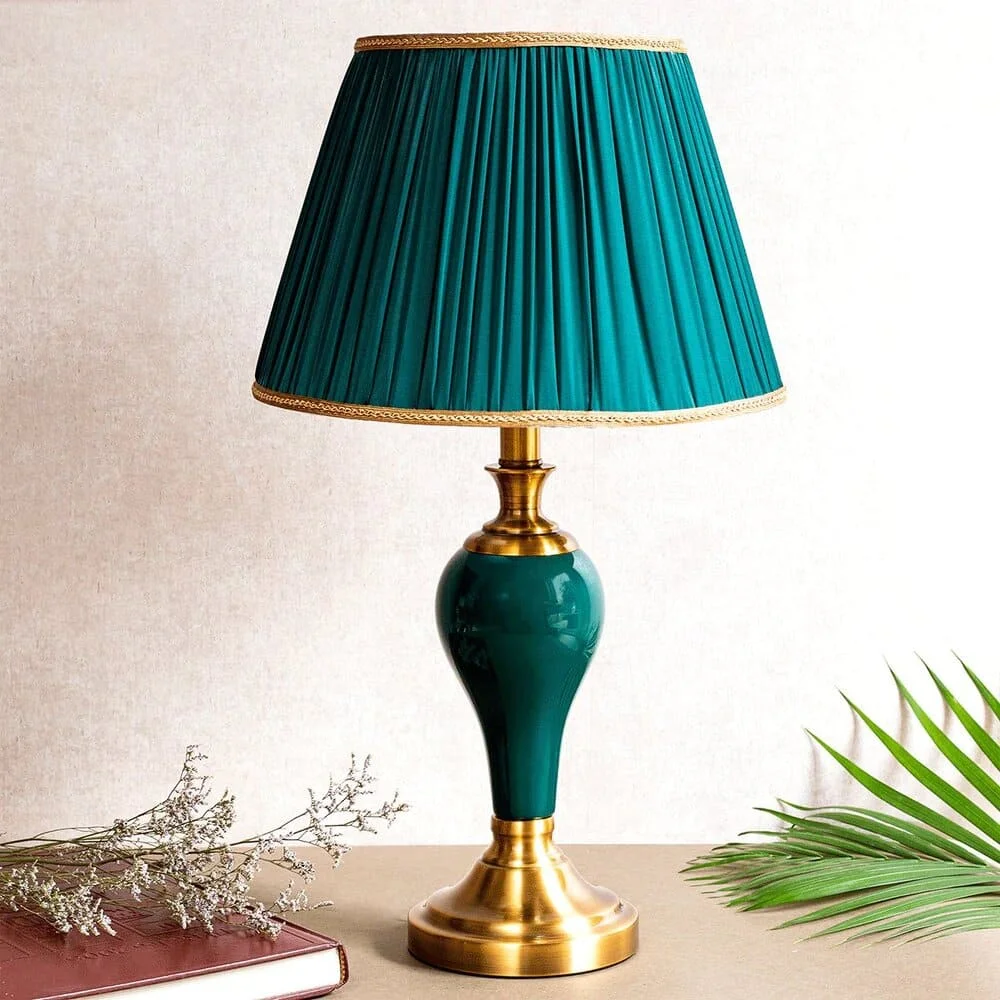 Vintage Decorative Ceramic & Stainless Steel Table Lamp